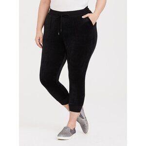 Torrid Velour Jogger Pants Womens 2X Pull On Elastic Waist Black Polyester Blend